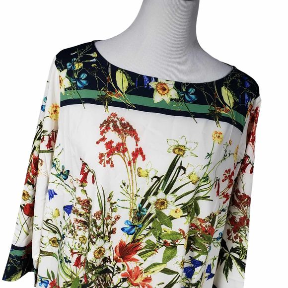 Linea by Louis Dell'Olio Plus 20W Floral Print Pullover Blouse Polyester Top - Picture 2 of 8